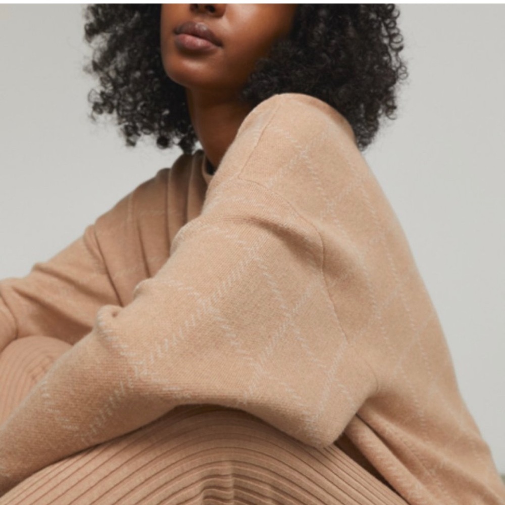 Lunya Cozy Cotton Silk Pullover Sweater in Tranquil Tan (Nutmeg) Size M …